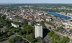 Aerial view of Troy from the northeast