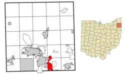 Location of Girard in Trumbull County within the state of Ohio
