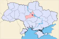 Map of Ukraine with Cherkasy highlighted.