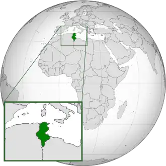 Location of Tunisia in northern Africa