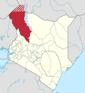Turkana County on a map