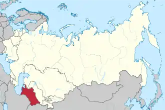 Location of Turkmenia (red) within the Soviet Union.