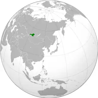 Location of the Tuvan People's Republic (modern-day boundaries).