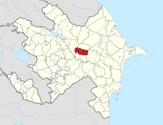Map of Azerbaijan showing Ucar District