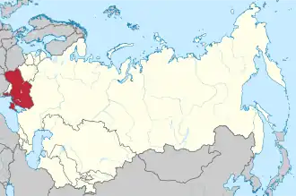 Location of the Ukrainian SSR within the Soviet Union from 1954