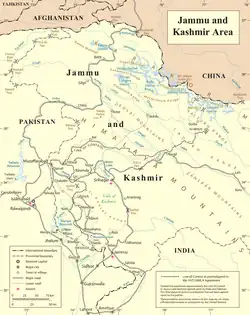 Map of UN's version of the Kashmir region