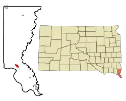 Location in Union County and the state of South Dakota