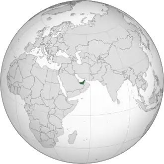Location of &nbsp;United Arab Emirates&nbsp;&nbsp;(green)