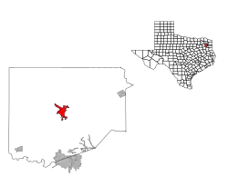 Location of Gilmer in Upshur County, Texas