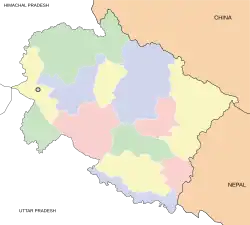Map of Uttarakhand