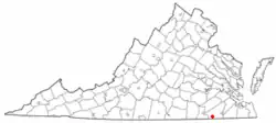 Location of Boykins, Virginia