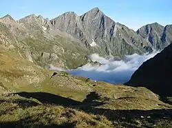 Mont Valier seen from the road to Port d'Aula in the Haut Couserans.