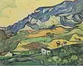 Vincent van Gogh, Mountains, San Remy, (1889). Van Gogh painted quickly in waving lines that make the landscape look as if it is moving.