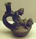 A Chimú sculpture representing two males in sexual activity.