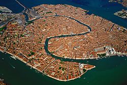 Aerial view of Venice.