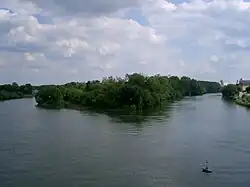 Confluence of Saône (left) and Doubs (right) rivers.