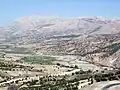 View to Mount Nemrut in Turkey, as the highest point on the picture.