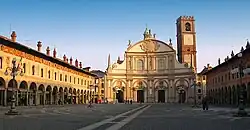 Vigevano's famous Piazza Ducale, with the Cathedral façade
