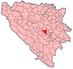 Location of Visoko within Bosnia and Herzegovina.