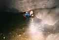Exploring the Ouysse River which flows from the Vitarelles Cave, France
