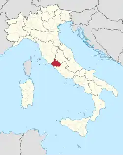 Map with the province of Viterbo in Italy