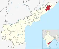 Location of Vizianagaram district in Andhra Pradesh