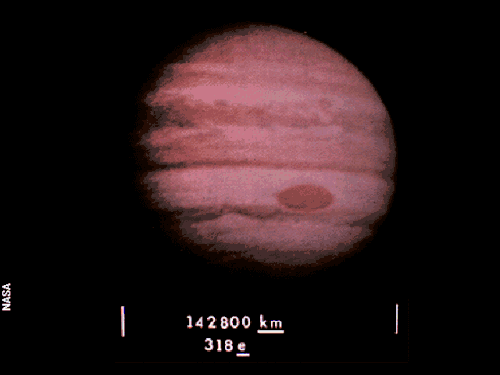 Photo of Jupiter with its diameter indicated