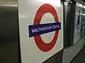 Victoria line north bound platform roundel