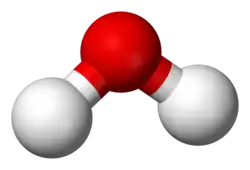 Ball-and-stick model of a water molecule