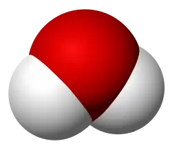 Space filling model of a water molecule