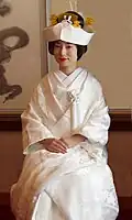 A Japanese woman in a wedding kimono