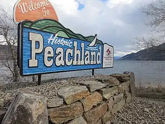 Welcome to Peachland sign