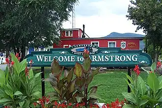 Welcome sign for Armstrong
