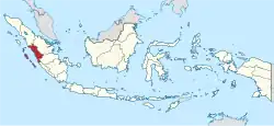 Location of West Sumatra (red) in Indonesia (beige).