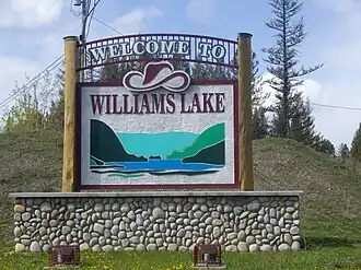 Welcome sign for Williams Lake