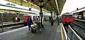 London Underground District Line trains in platforms 2, 3 and 4, the southern terminus