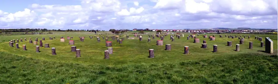 Panorama of the complete Woodhenge site.