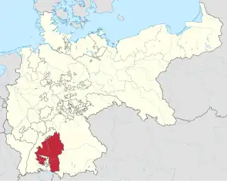 Württemberg, shown within the German Empire (1871–1918)