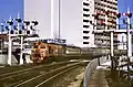 No. 1411 Weedookarri hauling the Australind out of Perth in 1986.