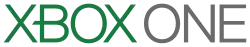 The Xbox One logo is a white shaded sphere with a green "X" on it followed by the green text "XBOX" and the gray text "ONE".