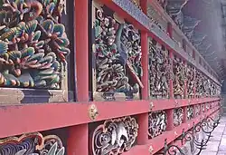 Brightly painted carvings at Yomeimon