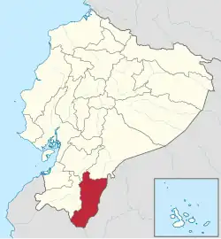 Location of Zamora Chinchipe in Ecuador
