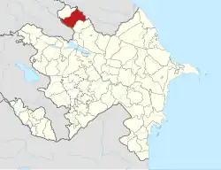 Map of Azerbaijan showing Zaqatala District