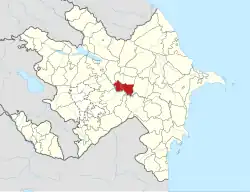 Map of Azerbaijan showing Zardab raion
