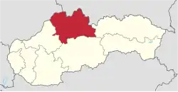 Location of the Žilina Region in Slovakia