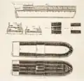 Drawing of a large, four-level slave ship.