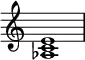 { \omit Score.TimeSignature \relative c' { <as c e>1 } }